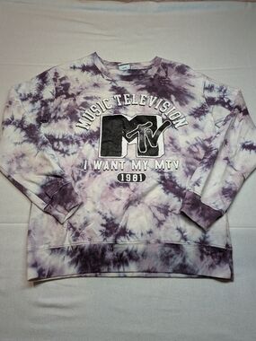 MTV Tie-Dye Crewneck Sweatshirt - Purple